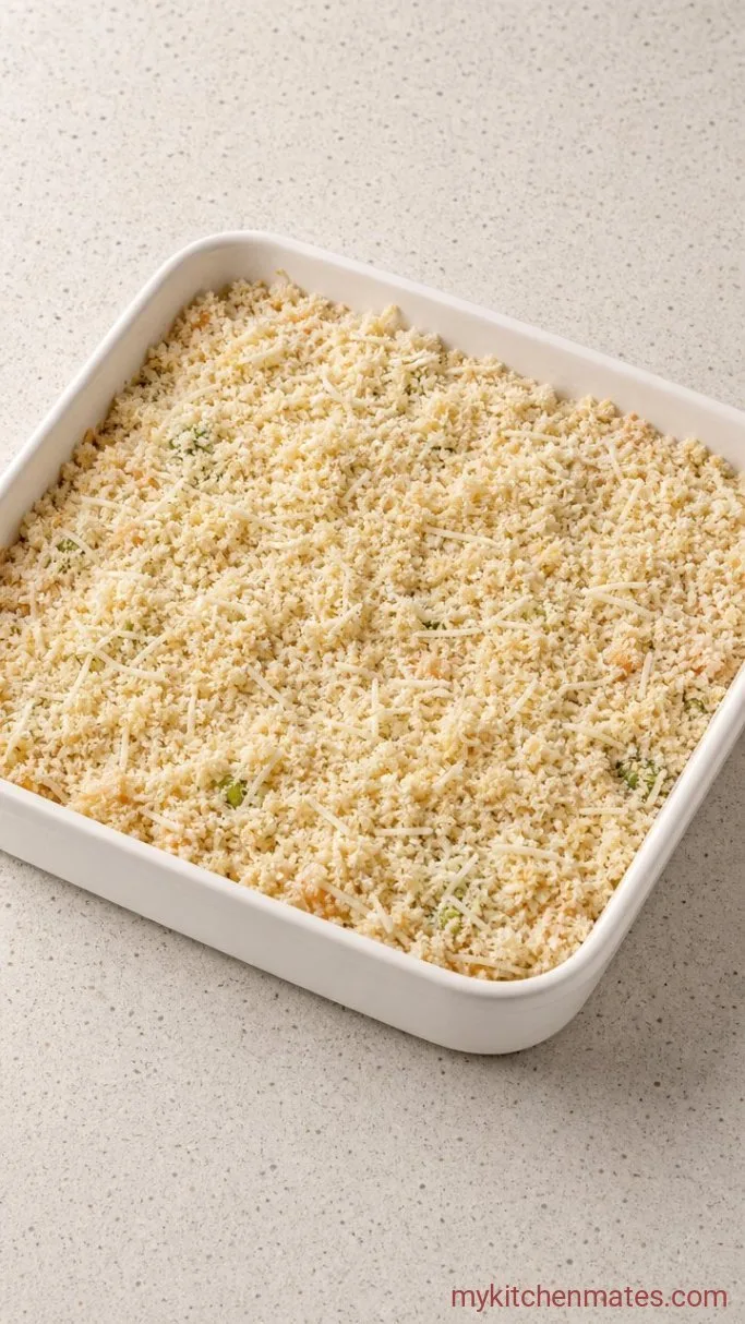 Creamy Broccoli Rice Casserole with Crispy Topping Step 4: Top with the Crunchy Crust