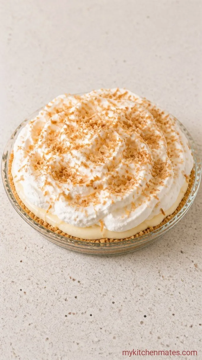 No-Bake Coconut Cream Pie Step 4: Top with Whipped Cream and Toasted Coconut