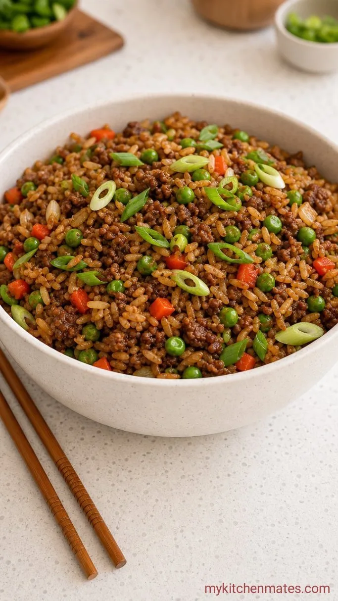 20-Minute Ground Beef Fried Rice Step 4: Toss and Serve the Fried Rice