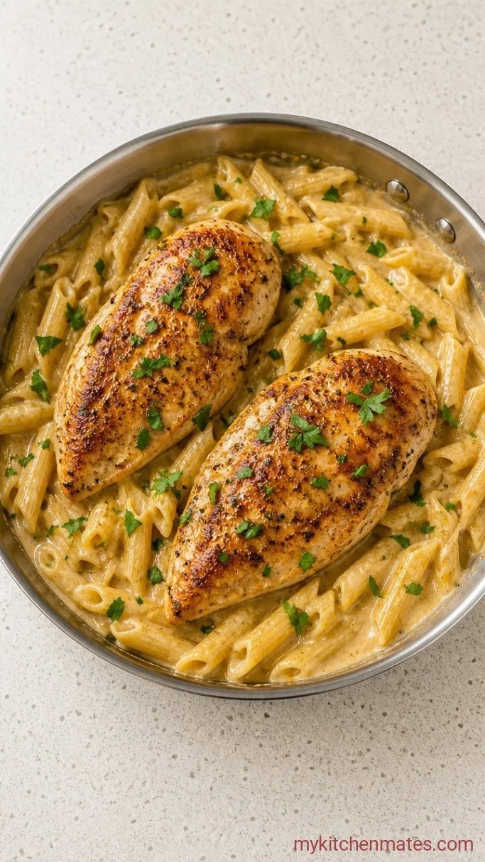 30-Minute Creamy Chicken Mushroom Pasta Step 4: Toss and Serve