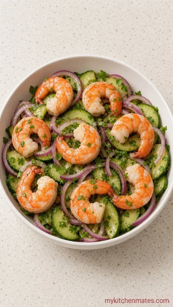 15-Minute Cucumber Shrimp Salad Step 4: Toss and Serve