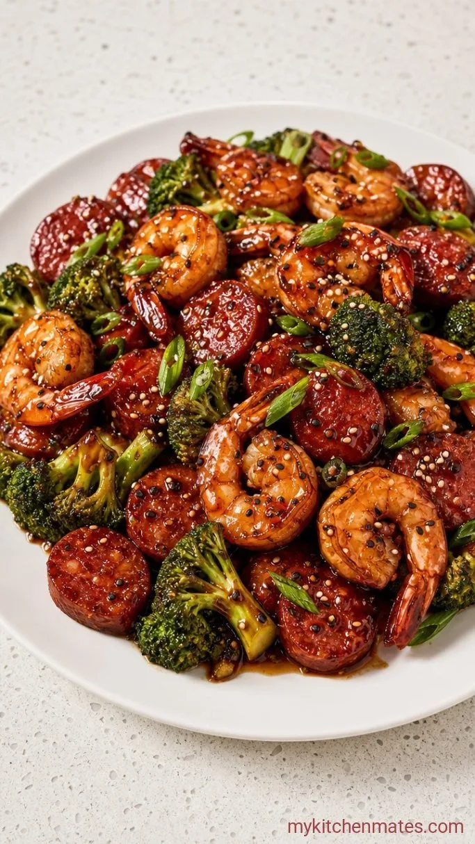 One-Pan Honey Garlic Shrimp, Sausage, and Broccoli Step 4: Toss and Serve
