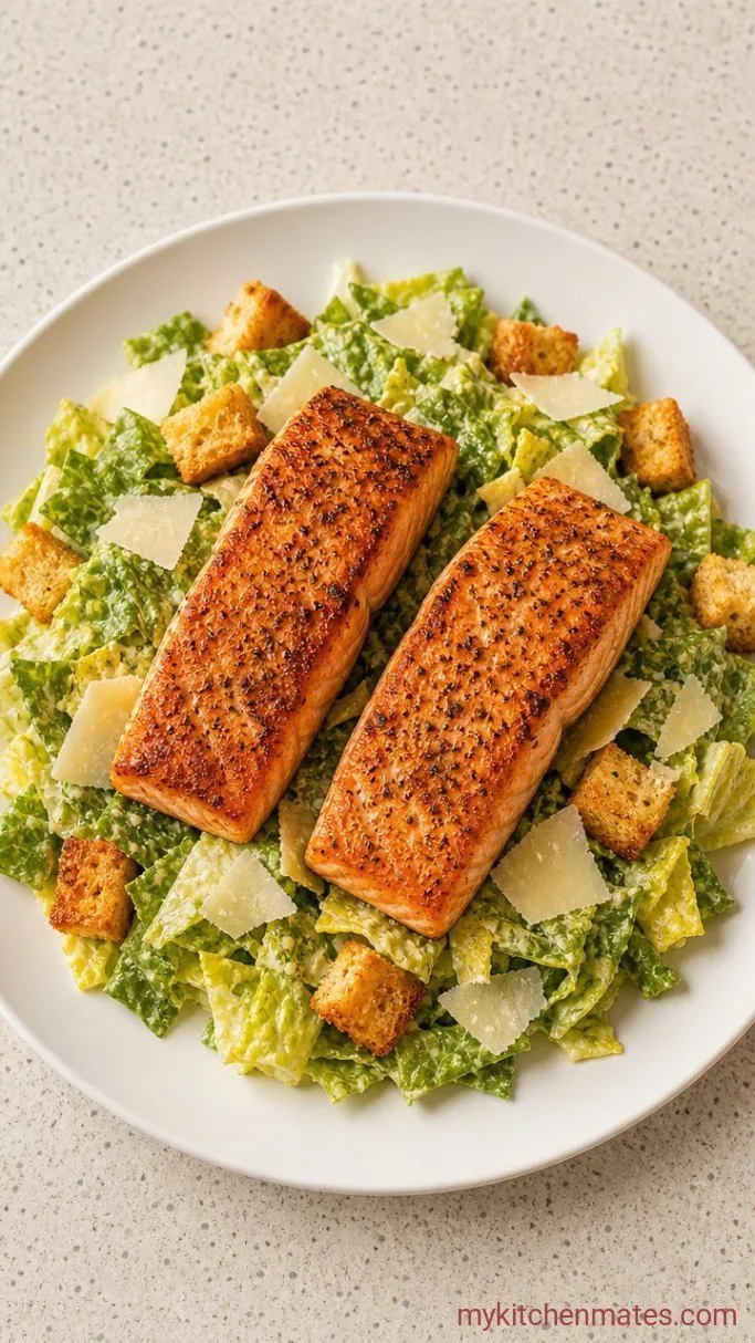 Pan-Seared Salmon Caesar Salad Step 4: Toss and Serve