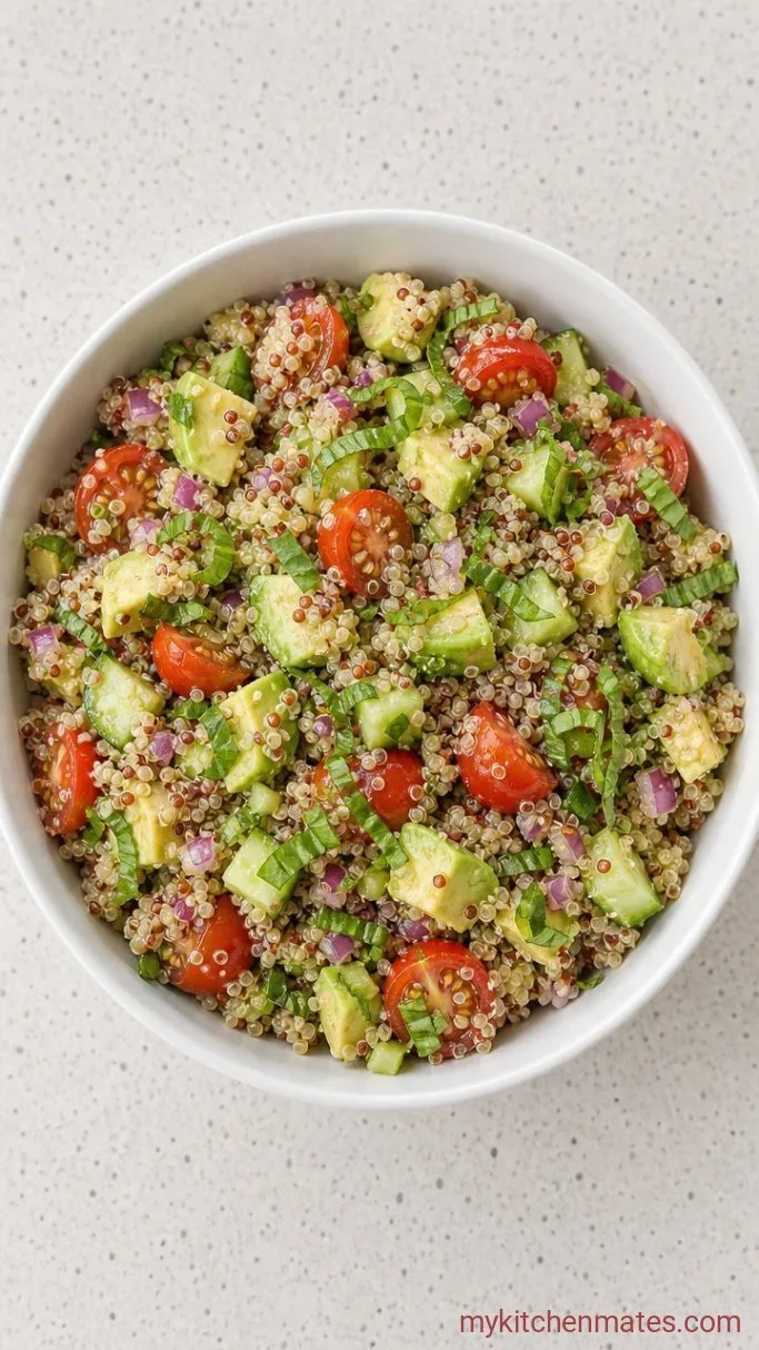 Creamy Quinoa Avocado Salad with Lemon Basil Dressing Step 4: Toss and Serve