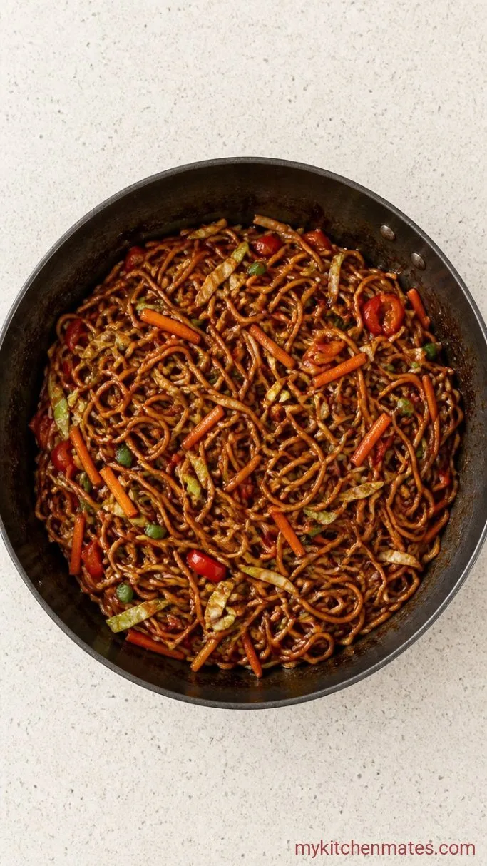 Quick Veg Hakka Noodles: 15-Minute Indo-Chinese Stir-Fry Step 4: Toss the Noodles with Sauce