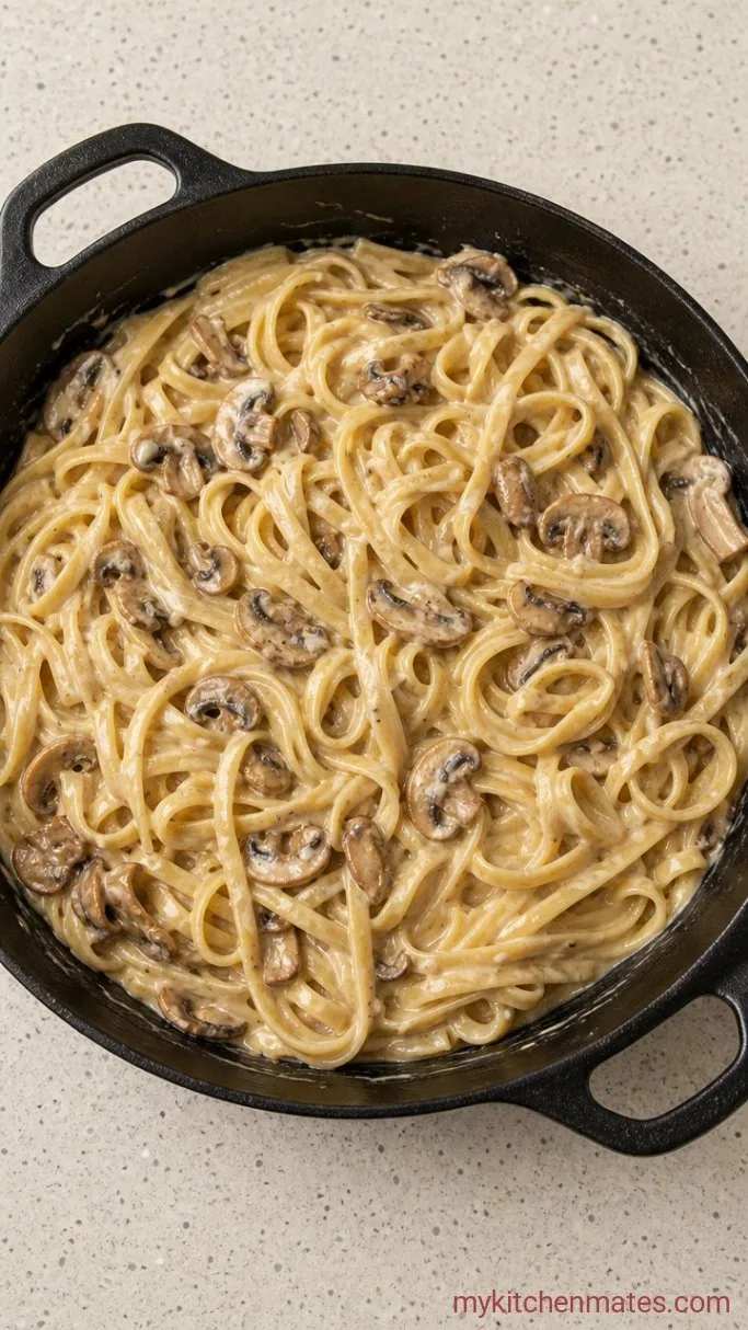 30-Minute Mushroom Alfredo Pasta Step 4: Toss the Pasta in the Sauce