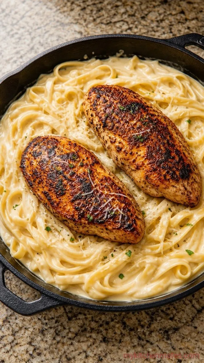 30-Minute Blackened Chicken Alfredo Step 4: Toss the Pasta