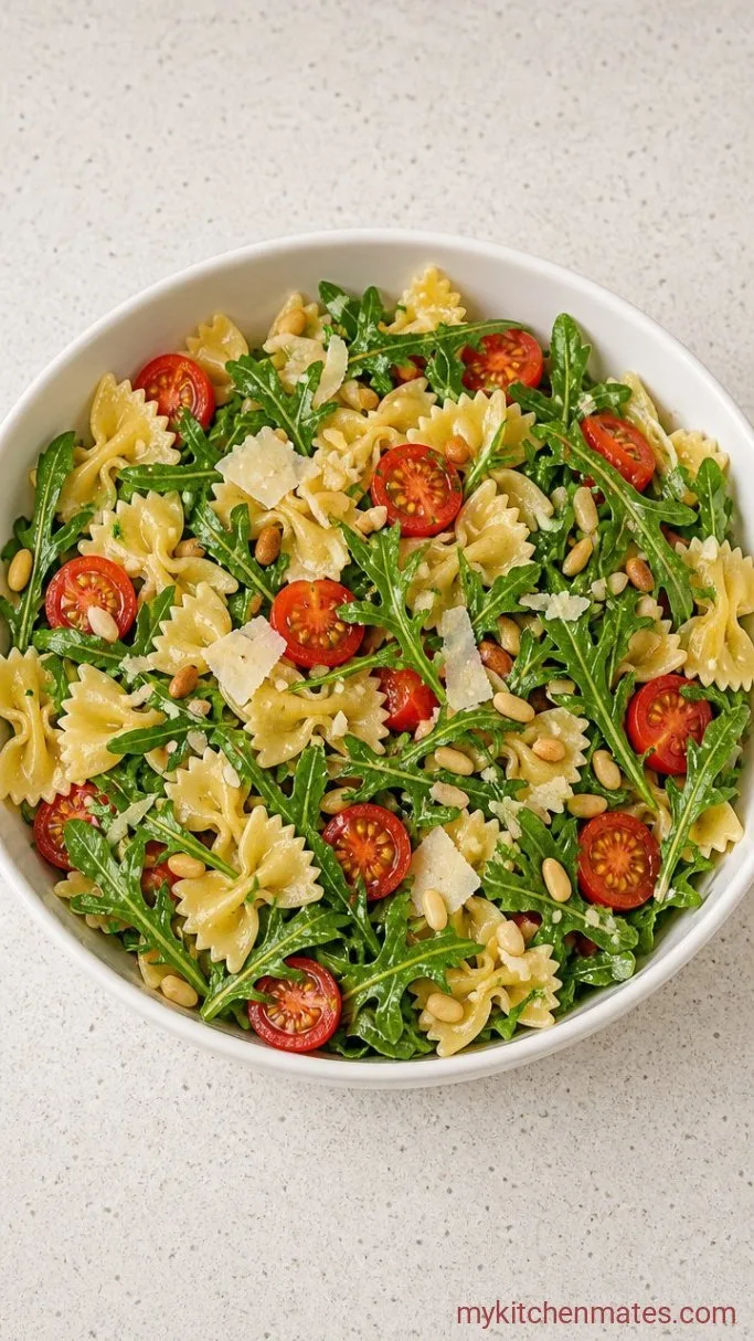 25-Minute Arugula Pasta Salad with Lemon and Parmesan Step 4: Toss the Salad