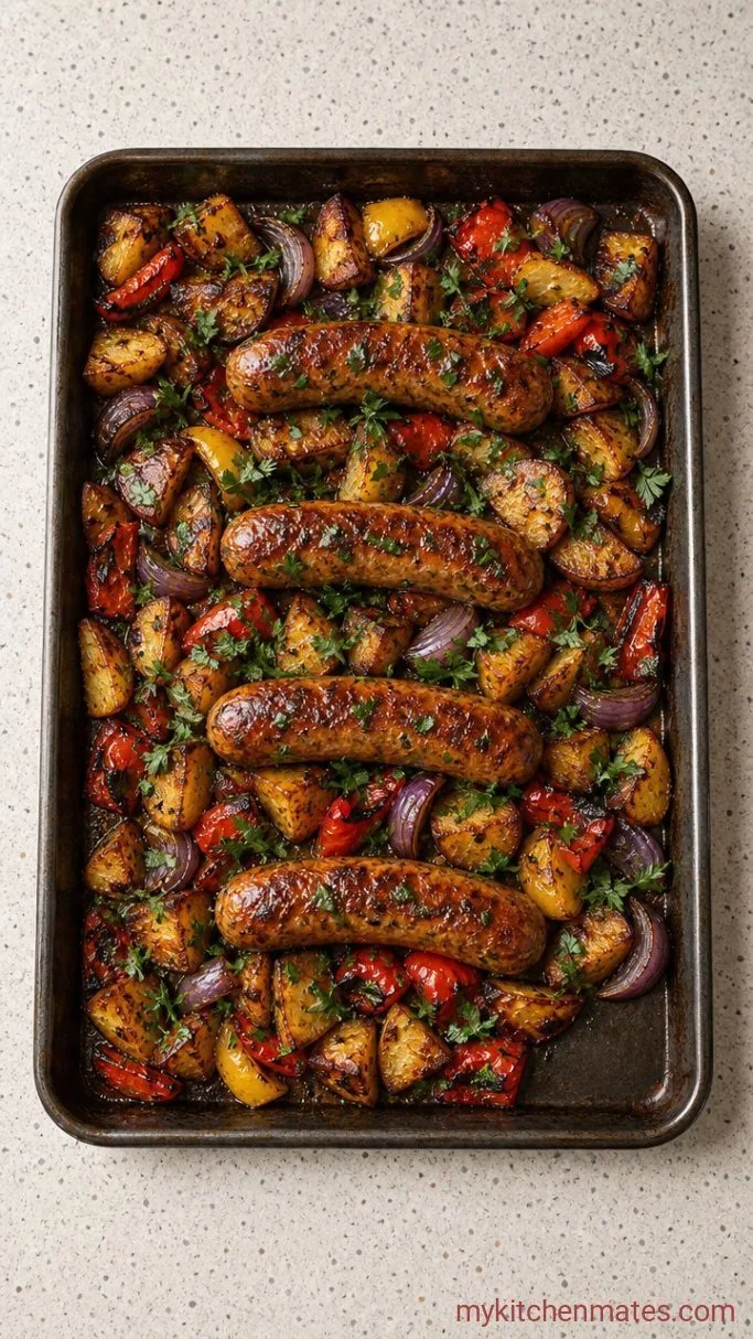 30-Minute Sheet Pan Chicken Sausage with Crispy Potatoes Step 4: Toss with Parsley and Serve