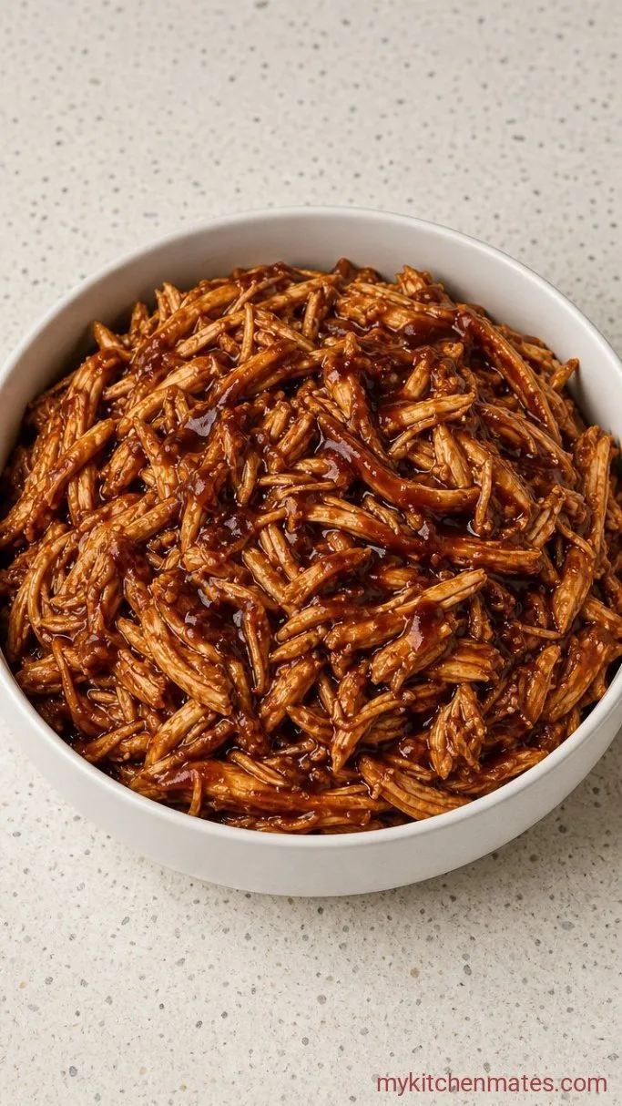 5-Ingredient Crockpot Pulled Chicken Step 4: Toss with Sauce and Serve