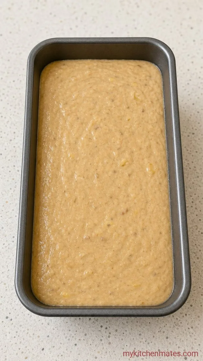 4-Ingredient Bisquick Banana Bread Step 4: Transfer and Bake