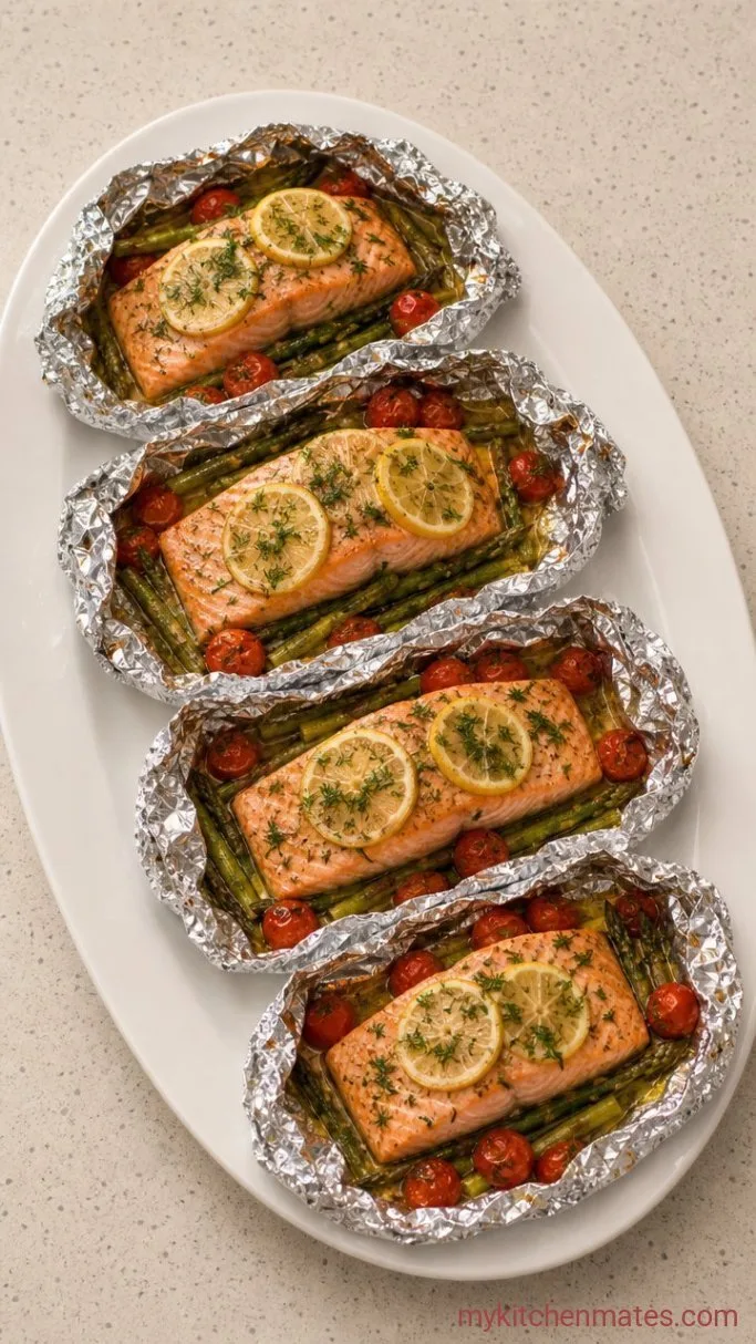 20-Minute Salmon Foil Packets with Asparagus Step 4: Unwrap and Serve