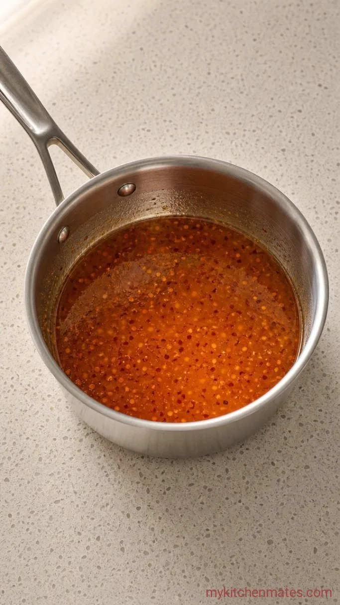 Crispy Hot Honey Chicken Sandwich Step 4: Warm the Hot Honey Sauce