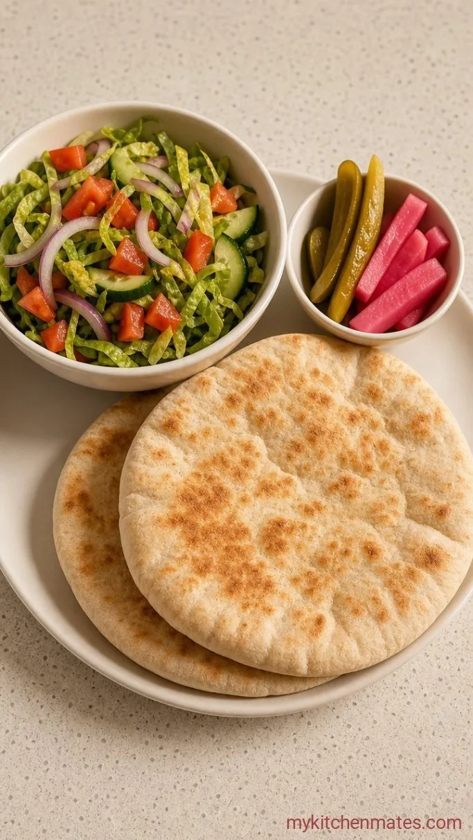30-Minute Chicken Shawarma Wraps Step 4: Warm the Pita and Prep the Veggies