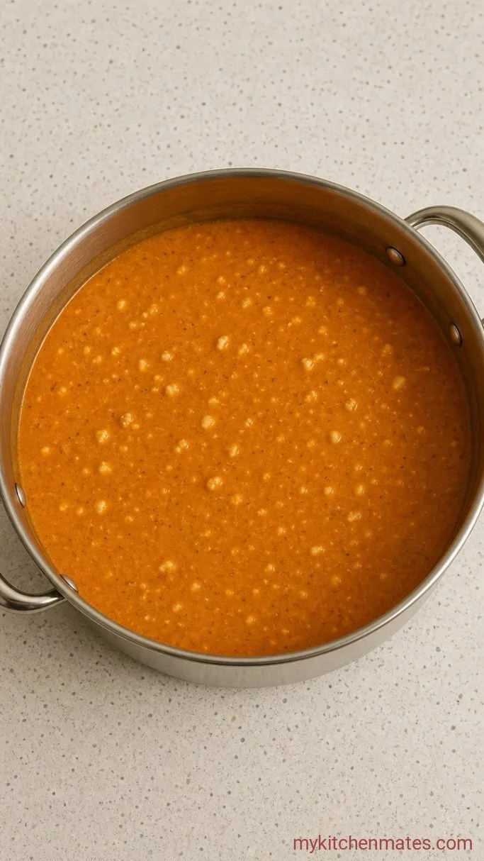 Creamy Cottage Cheese Tomato Soup (High Protein) Step 4: Warm Through and Adjust