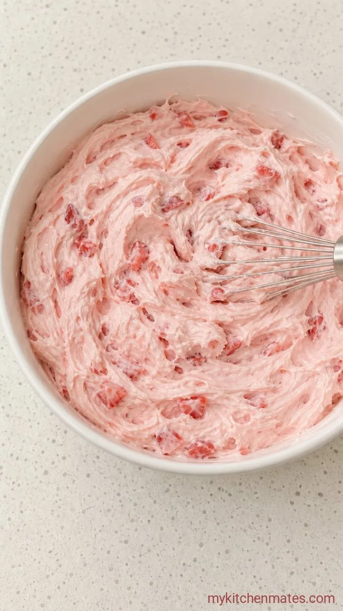 Strawberry Cheesecake Cake with Fresh Berry Frosting Step 4: Whip the Strawberry Frosting