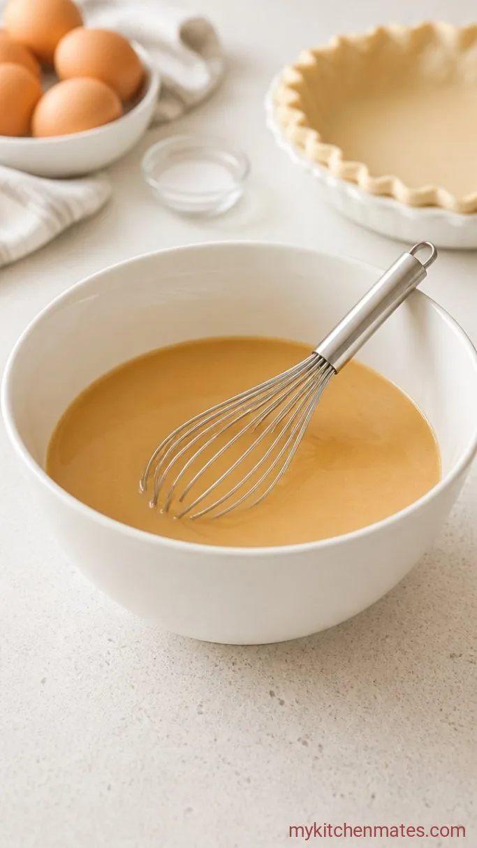 Deep Dish Pecan Pie with a Buttery, Flaky Crust and Gooey Filling Step 4: Whisk the Filling Together