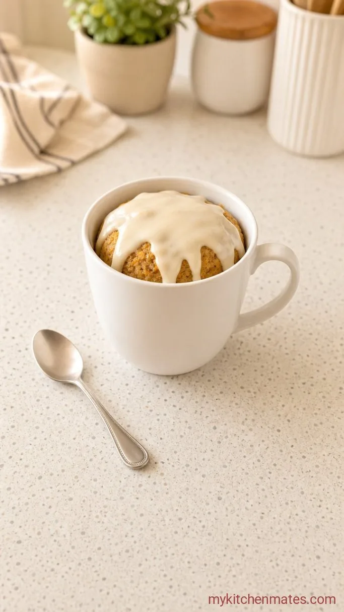 5-Minute Carrot Mug Cake Step 4: Whisk the Glaze and Serve
