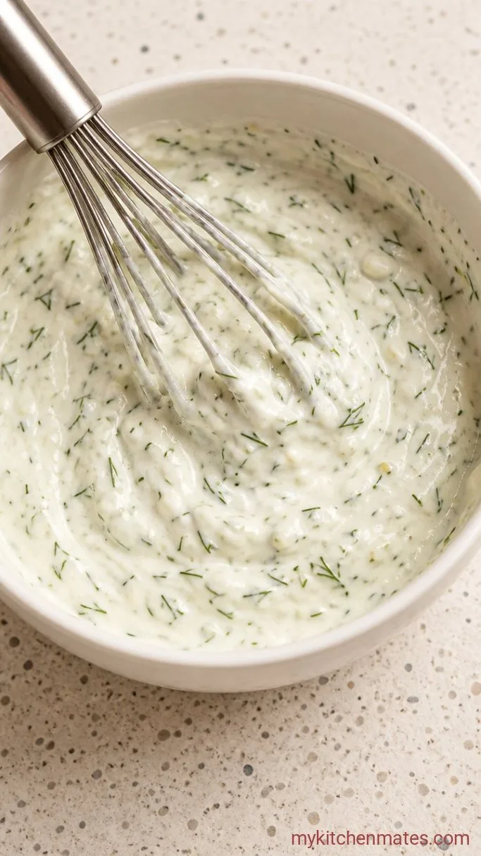 Crispy Mediterranean Salmon Patties Step 4: Whisk the Lemon-Dill Sauce