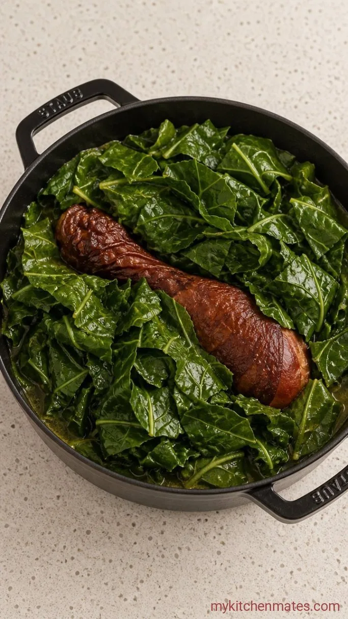 Southern-Style Collard Greens with Smoked Turkey Step 4: Wilt the Collard Greens