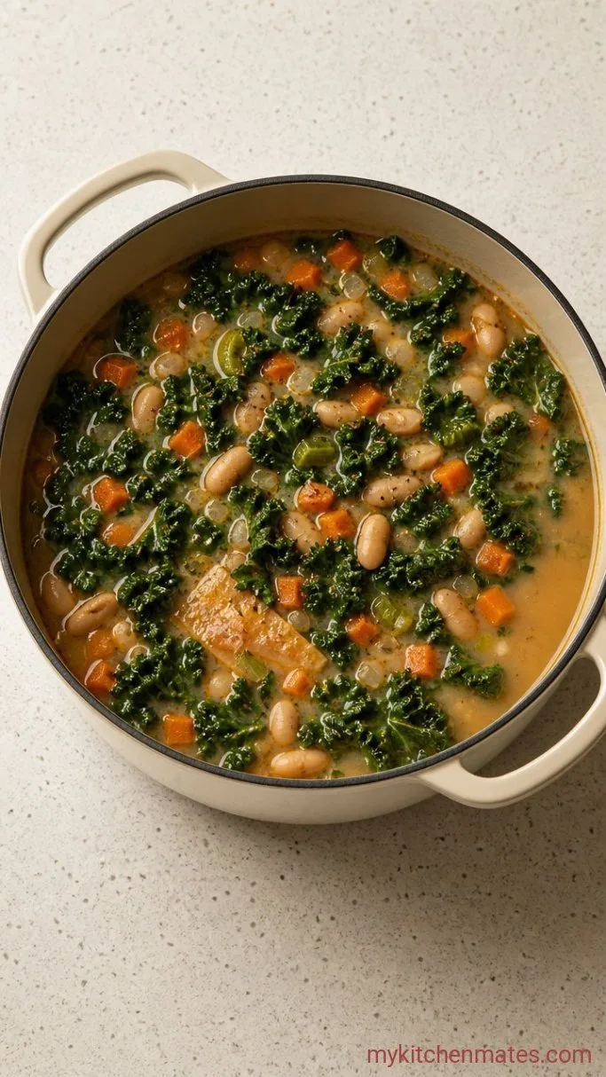 Rustic Italian Bean Soup (Ready in 40 Minutes) Step 4: Wilt the Greens