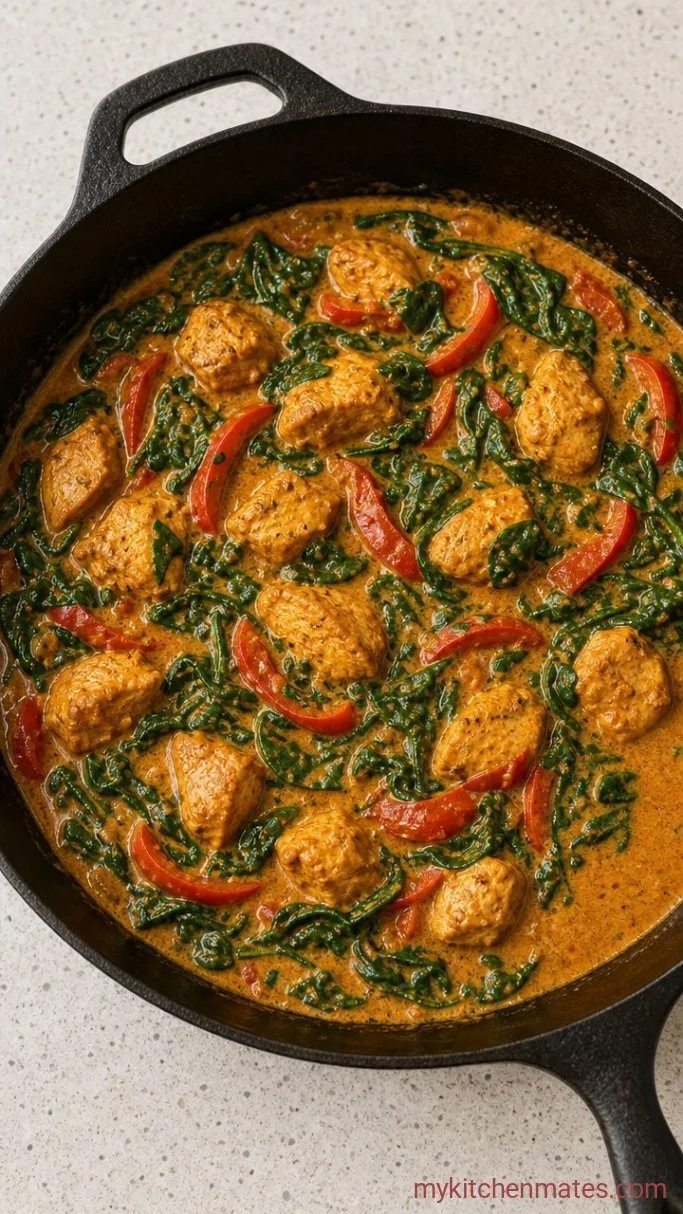 30-Minute Creamy Coconut Curry Chicken Step 4: Wilt the Spinach
