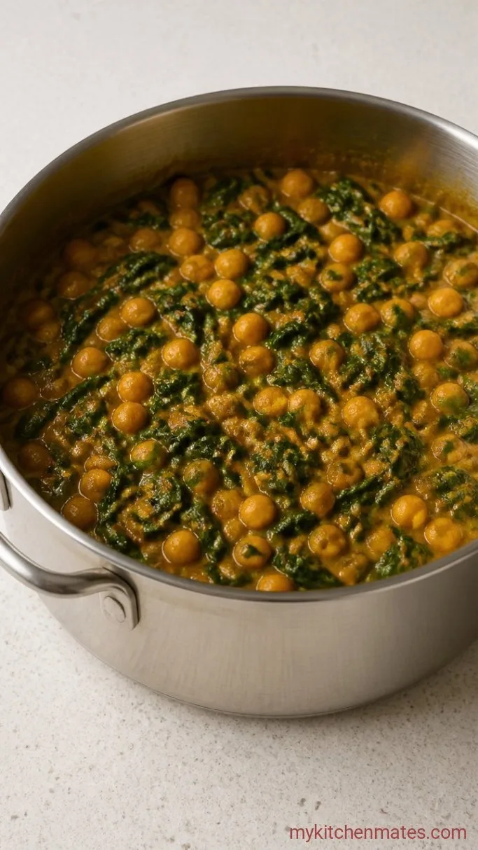 30-Minute Chickpea Coconut Curry Step 4: Wilt the Spinach