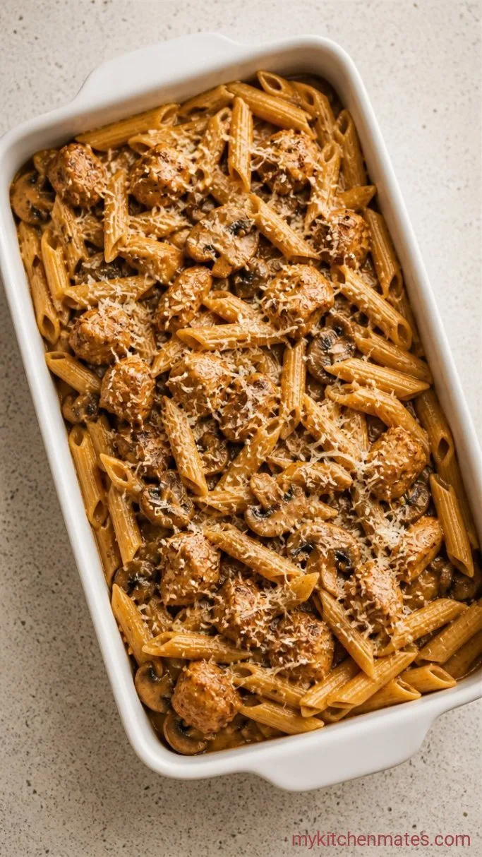Creamy One-Dish Chicken Marsala Casserole Step 5: Assemble and Bake