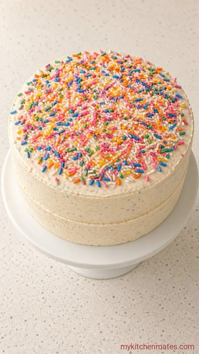 Y2K Funfetti Birthday Cake: Soft, Rainbow-Flecked & Never Dry Step 5: Assemble and Frost the Cake