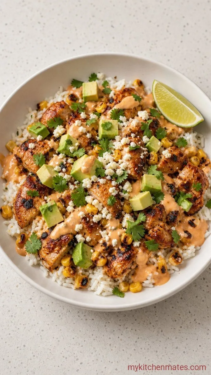 25-Minute Sweet Corn Chicken Rice Bowl Step 5: Assemble the Bowls