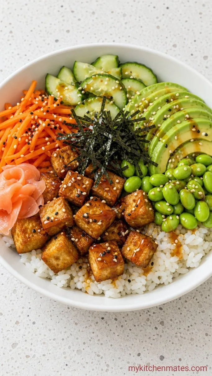 Easy No-Roll Vegan Sushi Bowl Step 5: Assemble the Bowls