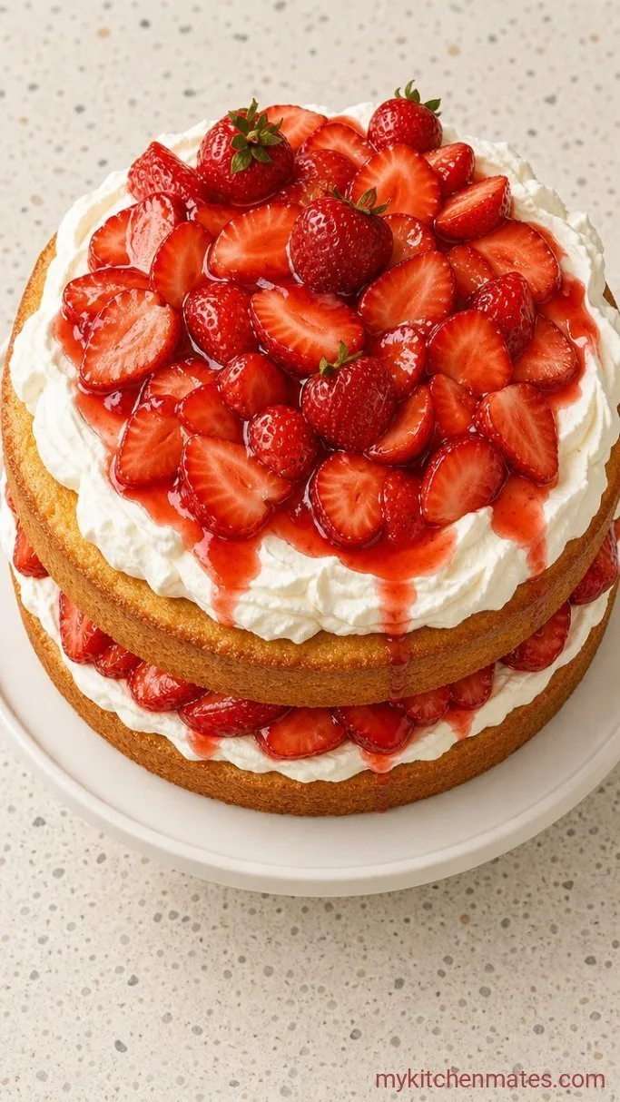 Strawberry Shortcake Cake Step 5: Assemble the Cake Layers