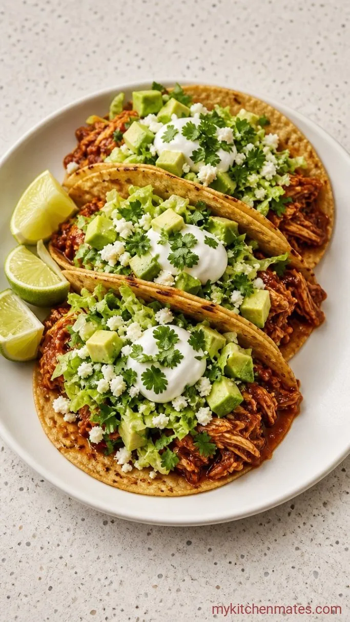 30-Minute Stovetop Shredded Chicken Tacos Step 5: Assemble the Tacos