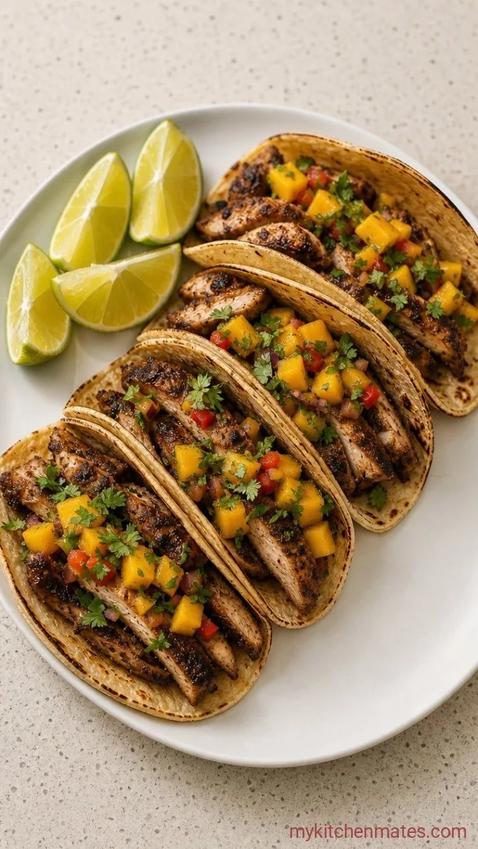 30-Minute Jerk Chicken Tacos with Mango Salsa Step 5: Assemble the Tacos