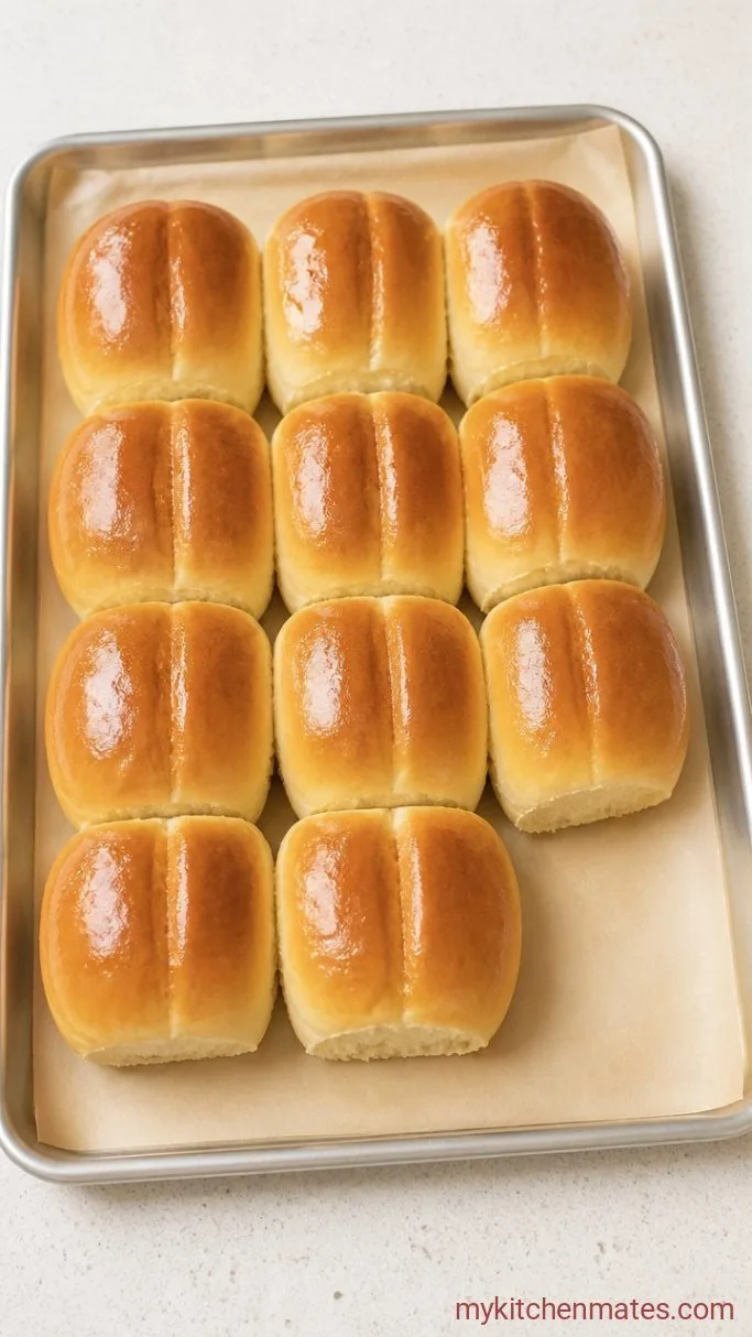Fluffy Parker House Rolls with Buttery Tops Step 5: Bake and Brush with Butter