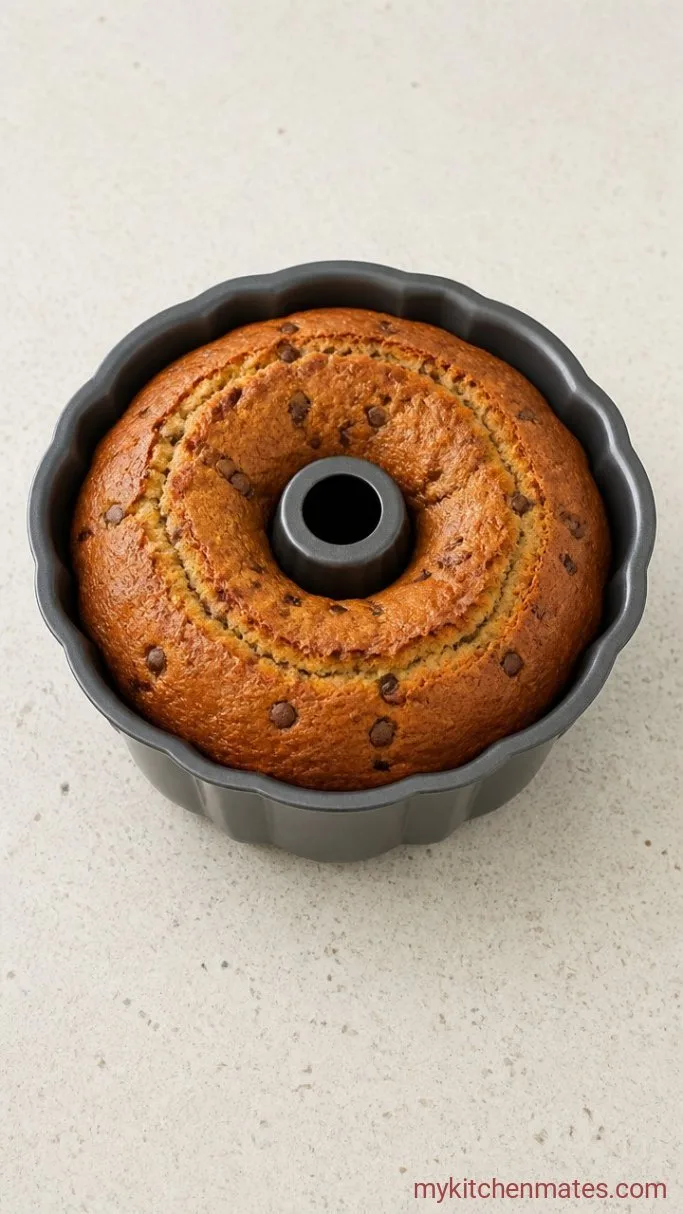 Chocolate Chip Pound Cake Bundt: Rich, Buttery, and Full of Chocolate Chips Step 5: Bake and Cool