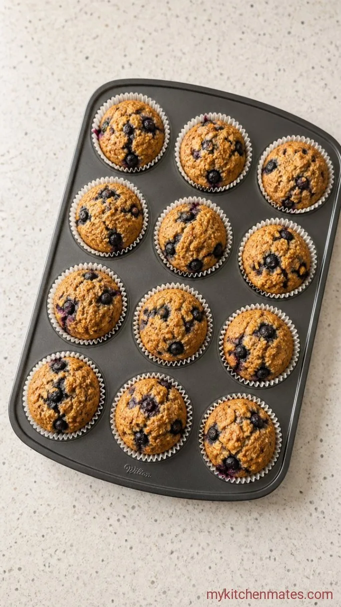 Moist Whole-Grain Blueberry Bran Muffins Step 5: Bake and Cool