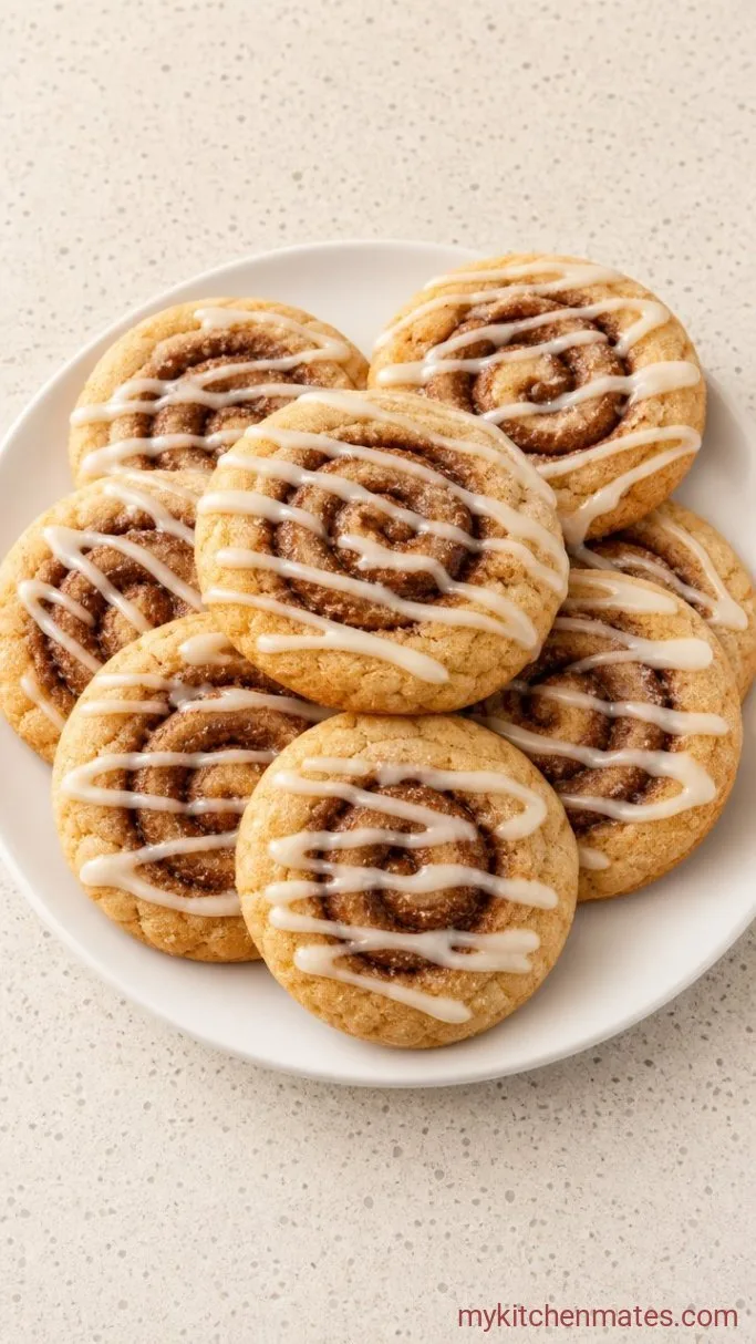 Soft Cinnamon Roll Cookies with Brown Sugar Swirl Step 5: Bake and Drizzle with Glaze