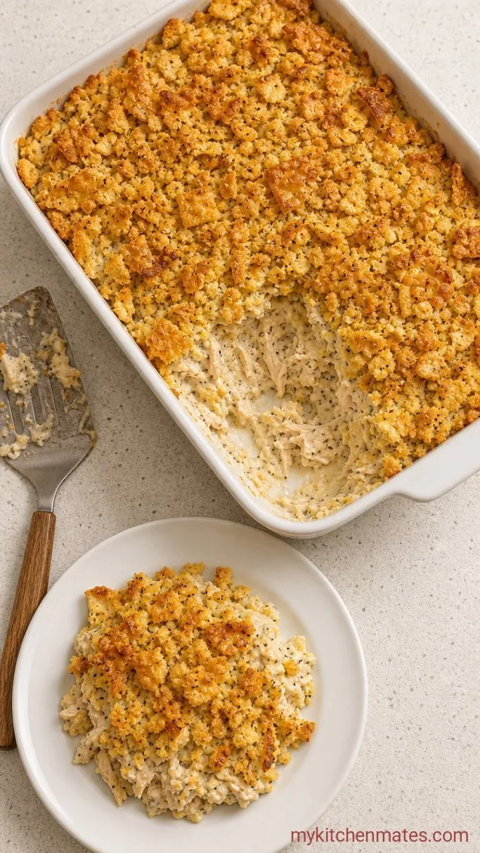 Easy Creamy Poppy Seed Chicken Casserole with Ritz Topping Step 5: Bake and Scoop