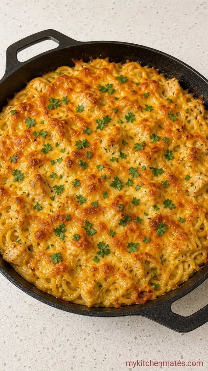 Creamy Cheesy Chicken Spaghetti Step 5: Bake and Serve the Spaghetti