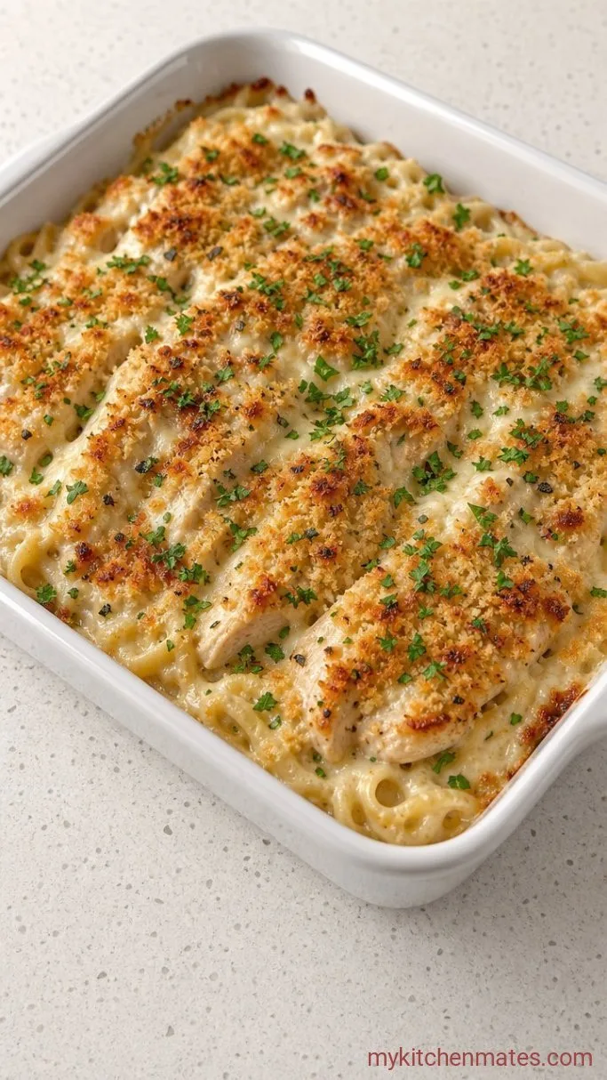 Creamy Chicken Alfredo Bake Step 5: Bake and Serve