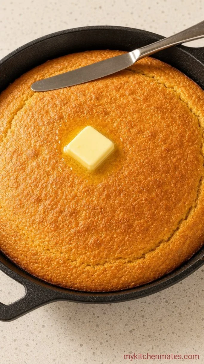 Golden Cast Iron Skillet Cornbread Step 5: Bake and Serve