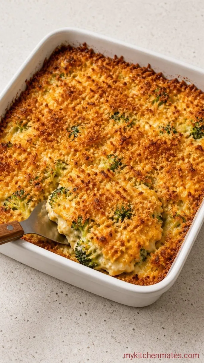 Creamy Broccoli Rice Casserole with Crispy Topping Step 5: Bake and Serve