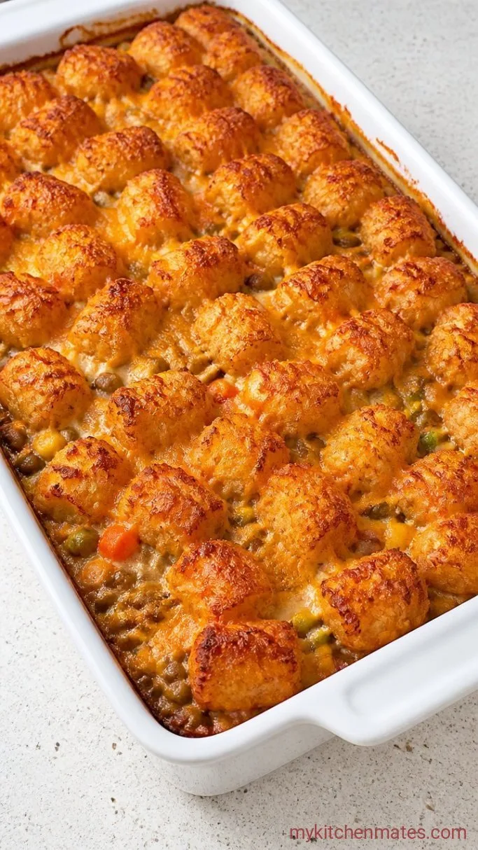 Creamy Vegetarian Tater Tot Casserole (Under an Hour) Step 5: Bake and Serve