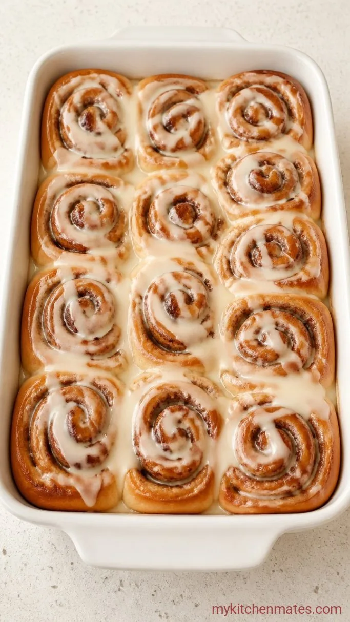 Brown Butter Cinnamon Rolls Step 5: Bake, Frost, and Serve