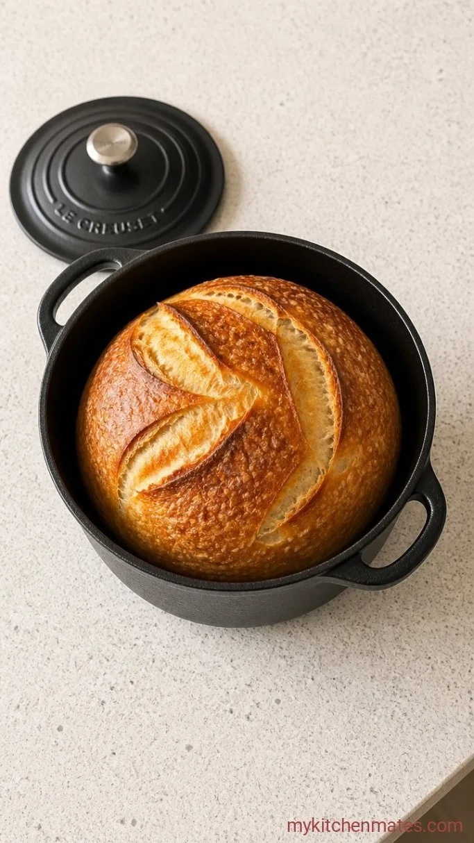 Roasted Garlic Sourdough Bread with a Buttery, Crisp Crust Step 5: Bake in a Dutch Oven
