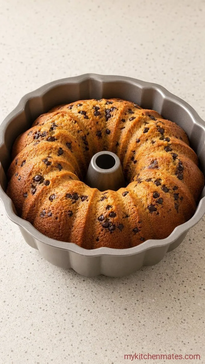 Chocolate Chip Sour Cream Bundt Cake Step 5: Bake the Cake