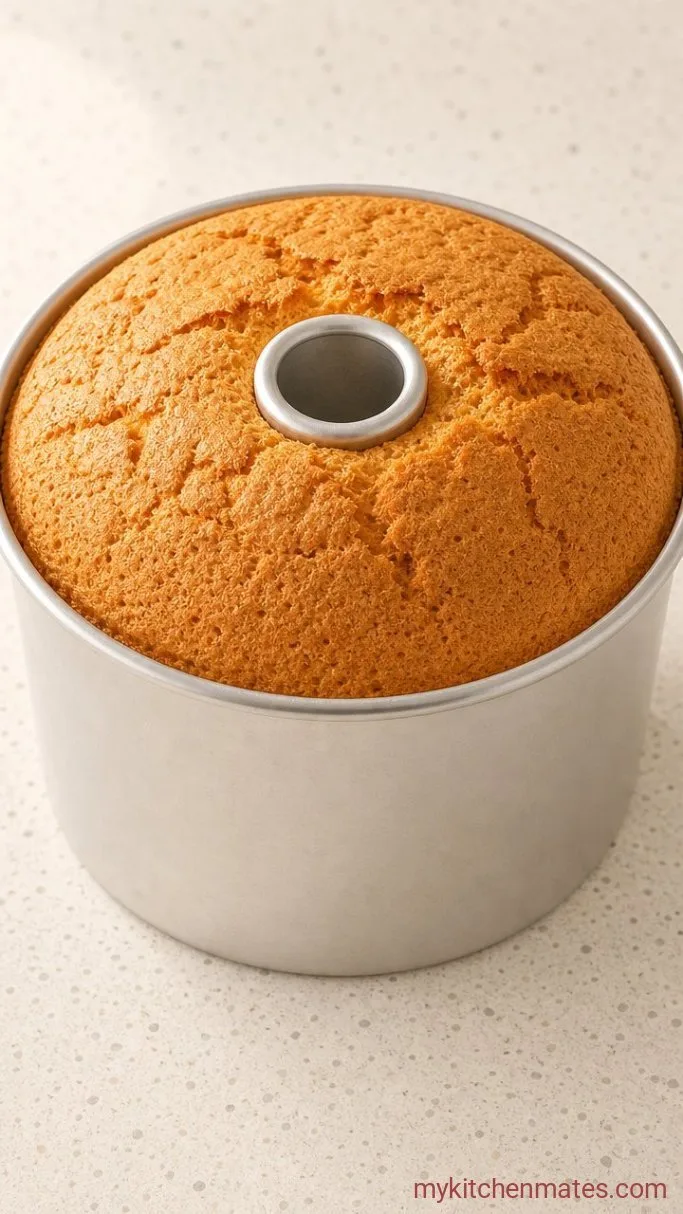 Light and Airy Orange Chiffon Cake Step 5: Bake the Cake