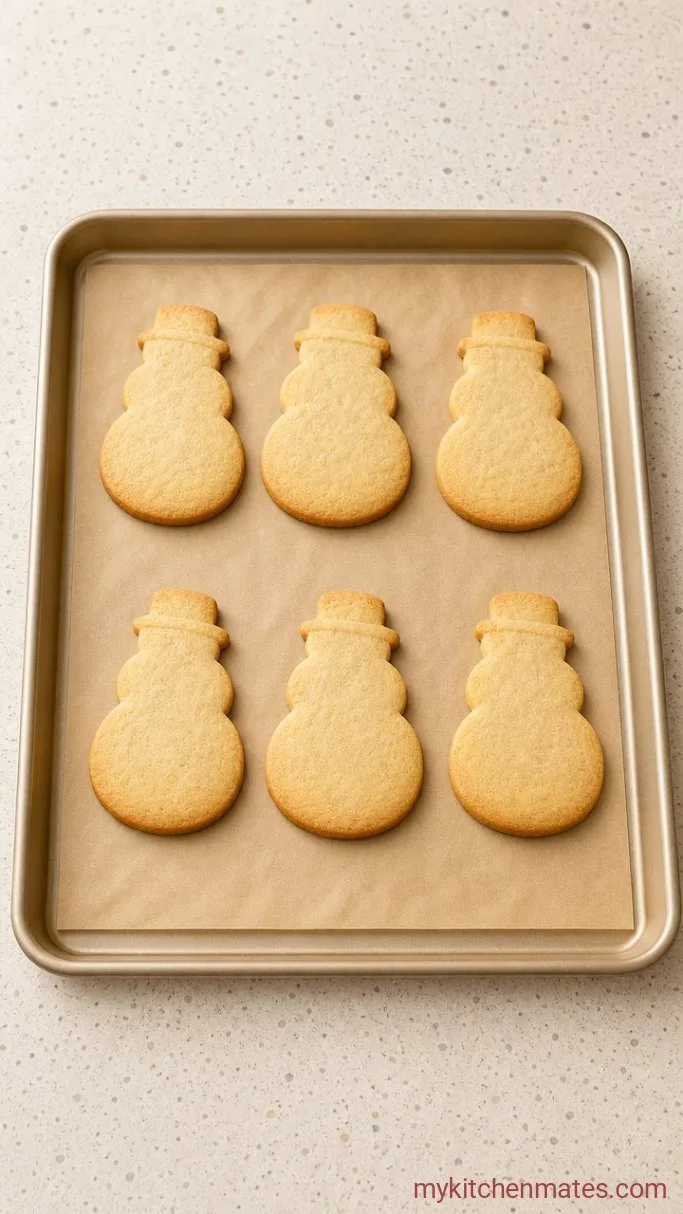 No-Spread Snowman Sugar Cookies Step 5: Bake the Cookies