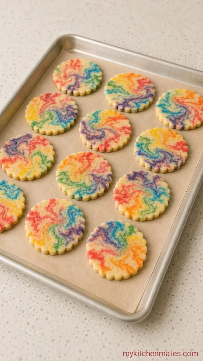 No-Chill Marbled Rainbow Sugar Cookies Step 5: Bake the Cookies